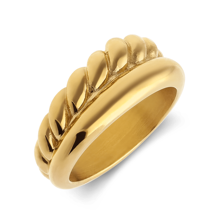 Stainless steel goldplated ring glad/twist
