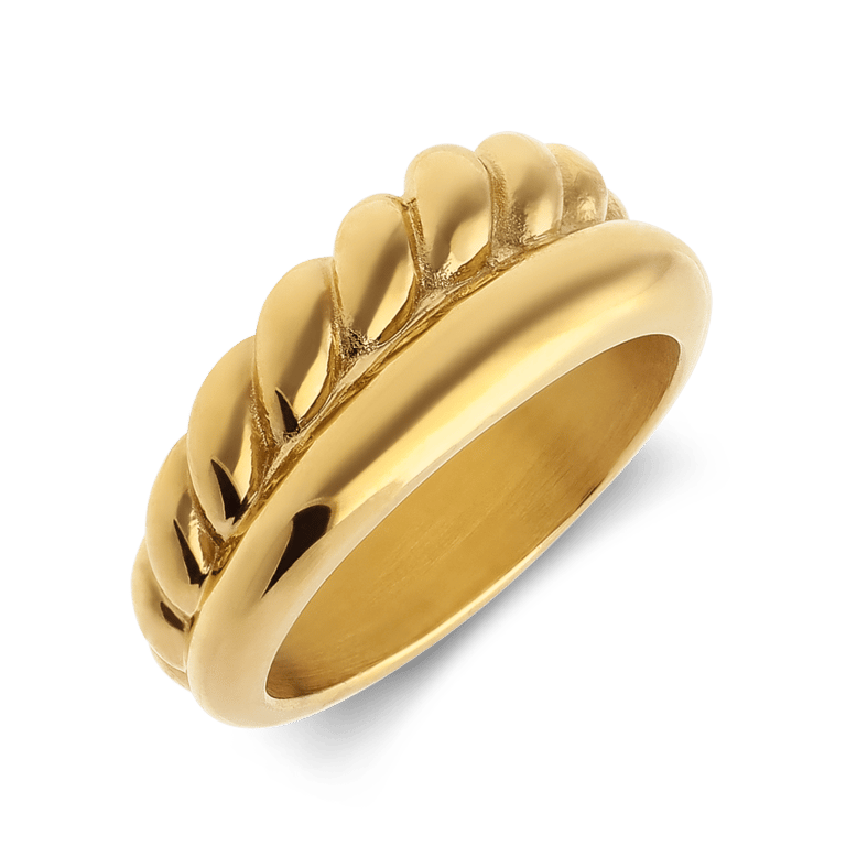 Stalen goldplated ring glad/twist