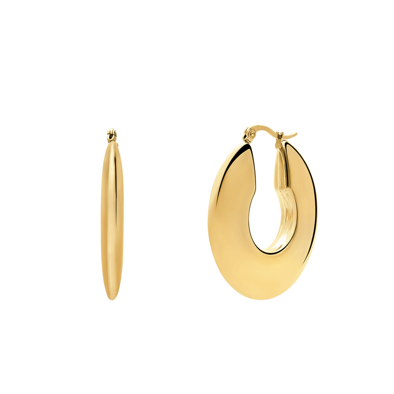 Stalen goldplated oorbellen plat glad