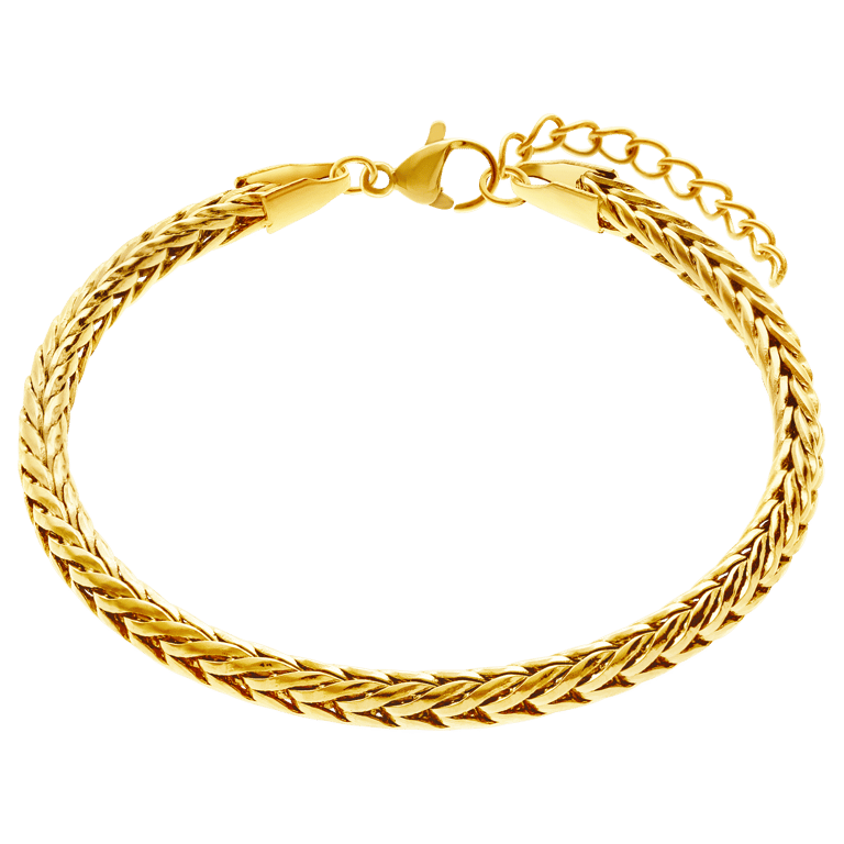 Stalen goldplated armband met vossenstaartschakel