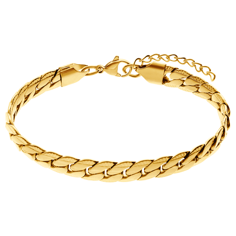 Stainless steel goldplated armband met gourmetschakel