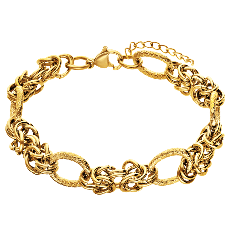 Stainless steel goldplated armband met bewerking