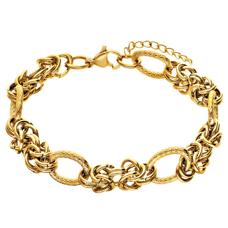 Stalen goldplated armband met bewerking