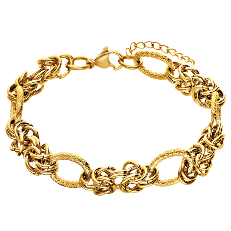 Stalen goldplated fantasiearmband voor dames