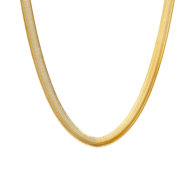 Stalen goldplated ketting met platte schakel