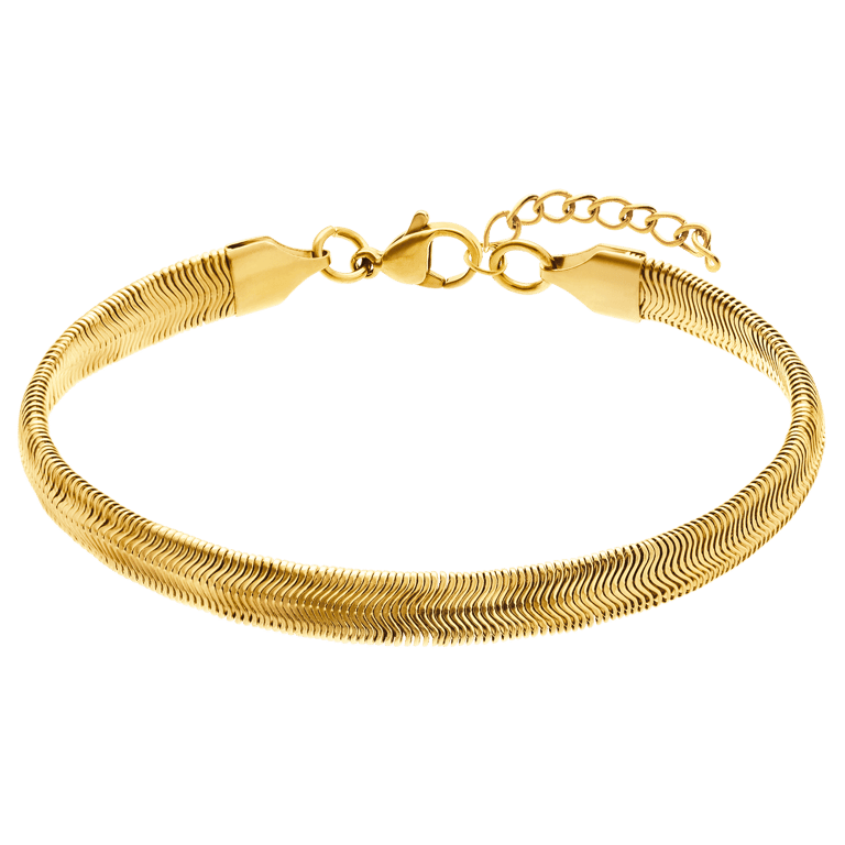 Stainless steel goldplated armband met platteschakel