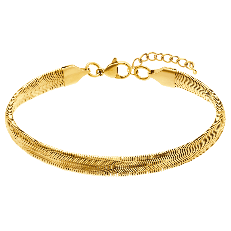 Stalen goldplated armband met platteschakel