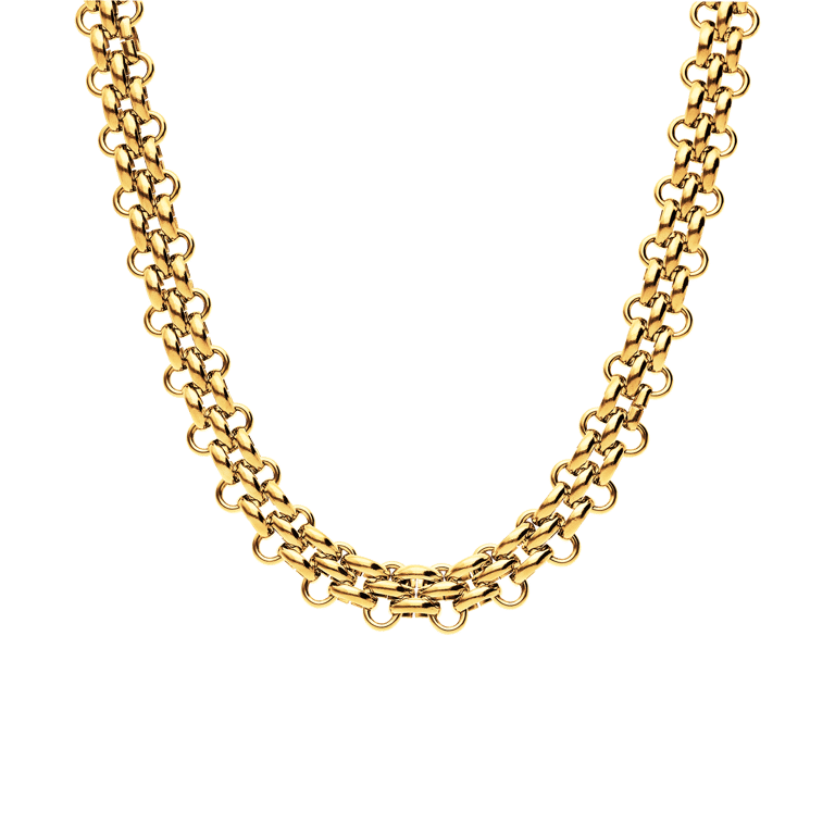 Stalen goldplated ketting chunky multi