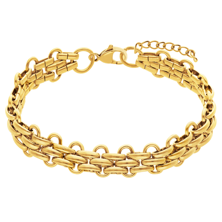 Armband aus Edelstahl, vergoldet, breit, mehrreihig