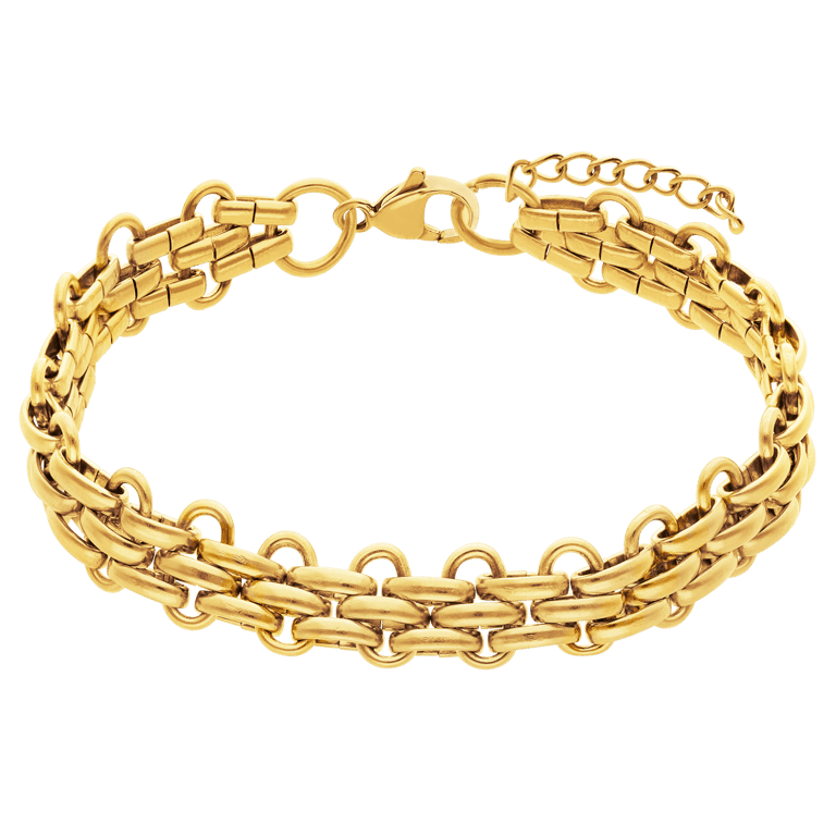 Stalen goldplated armband breed multi