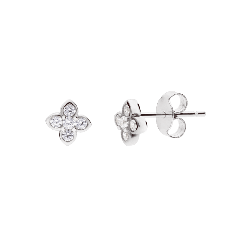 Ohrstecker aus 925er Silber, blume, Zirkonia