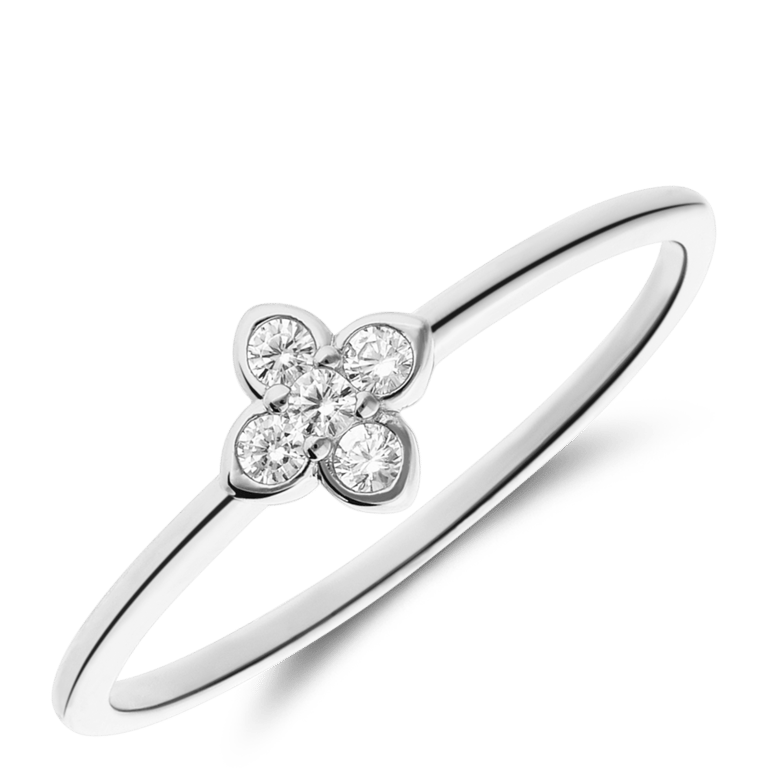 Zilveren ring bloem zirkonia