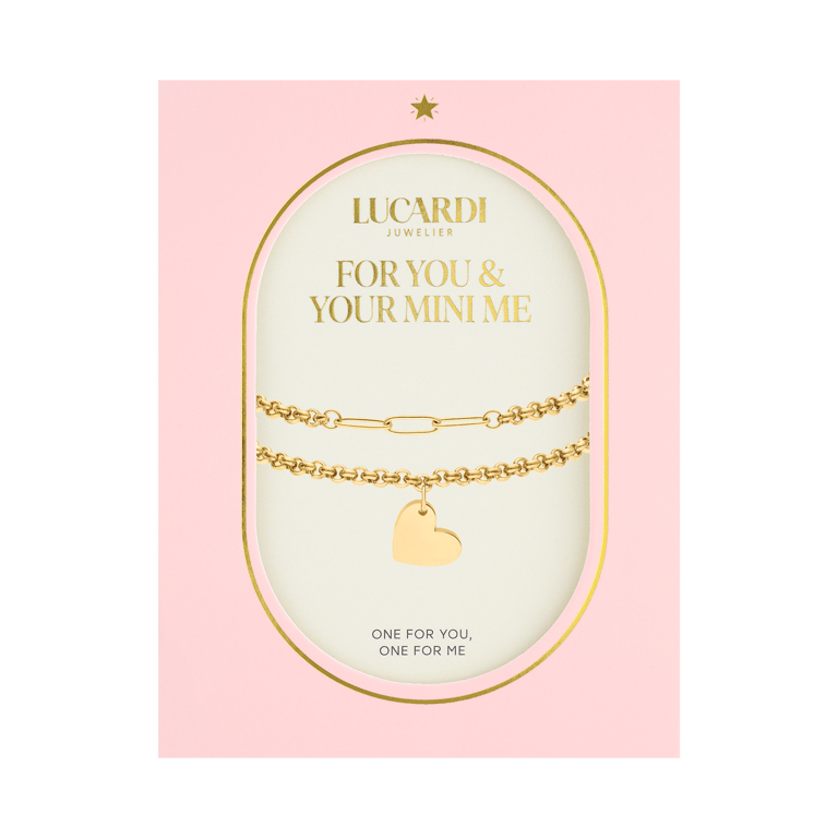 Stainless steel goldplated armbanden set met hanger hart voor dames