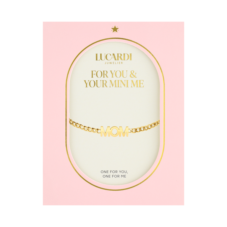 Stalen goldplated fantasiearmband met letterhanger voor dames
