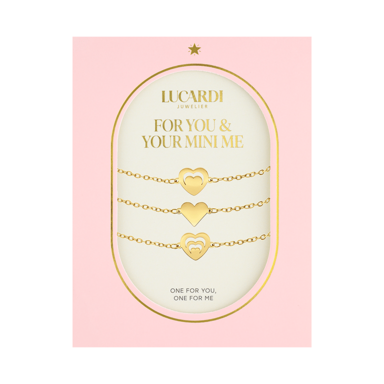 Stalen goldplated armbanden set hart voor dames