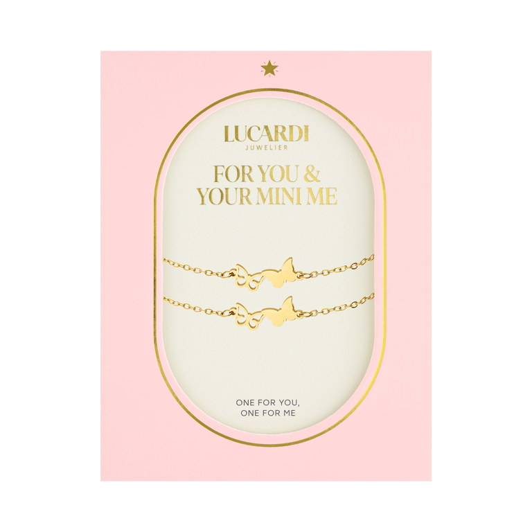Stalen goldplated armbanden set met hanger voor dames