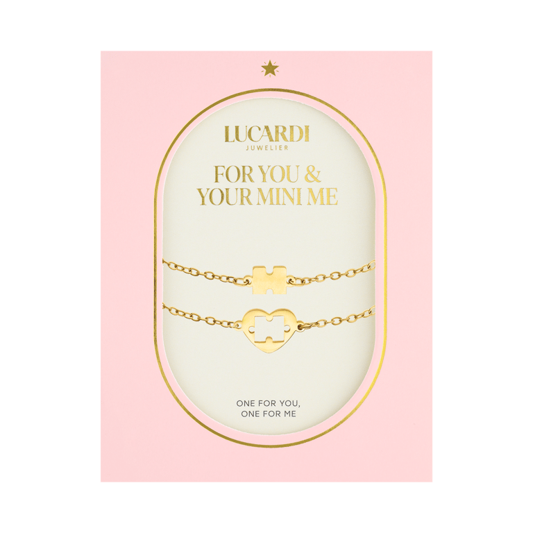 Stalen goldplated armbanden set met hanger voor dames