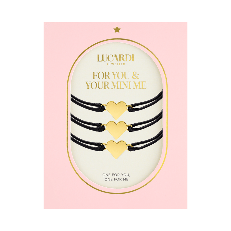 Stalen goldplated set koordarmbanden hart voor dames