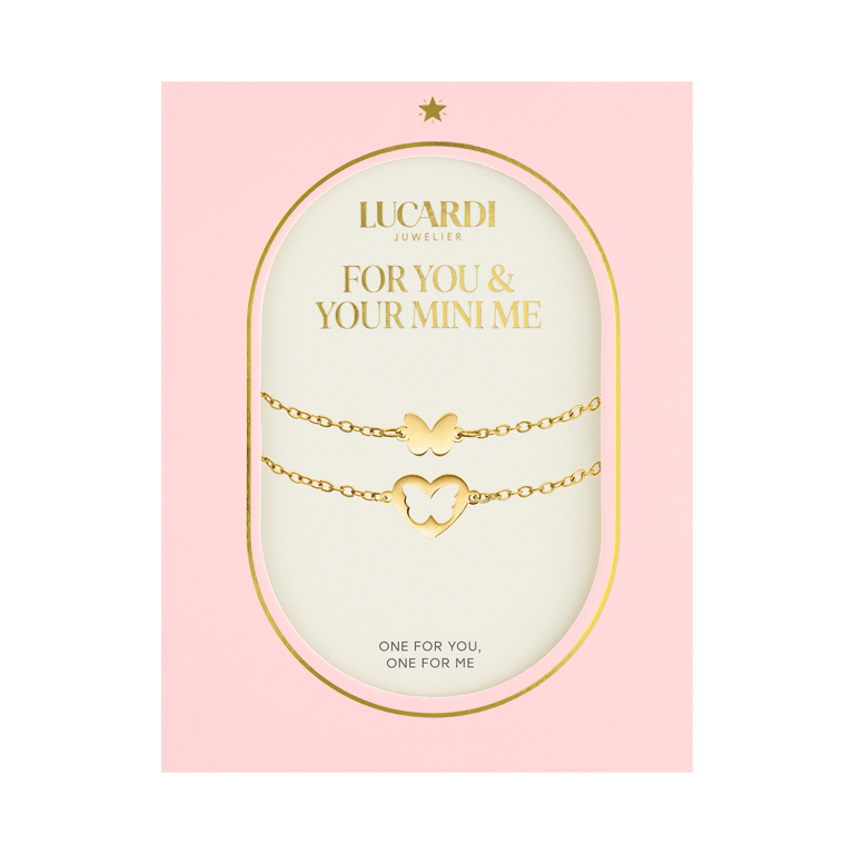 Stainless steel goldplated armbanden set met hanger voor dames
