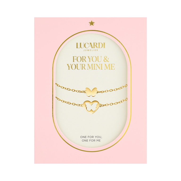 Stalen goldplated armbanden set met hanger voor dames