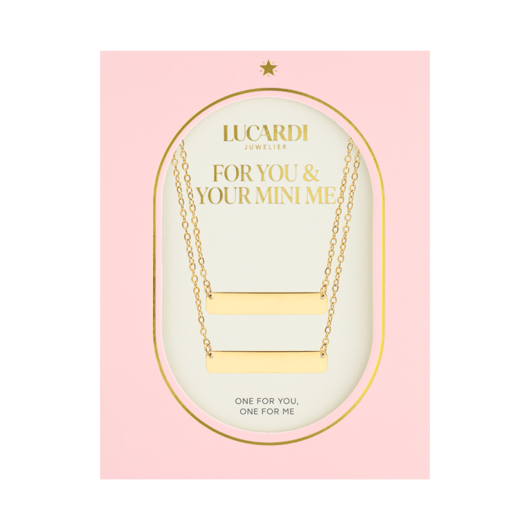 Stainless steel goldplated ketting met hanger graveerplaat voor dames