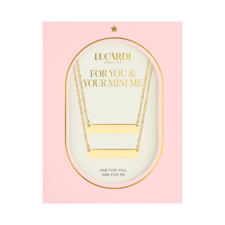 Stalen goldplated ketting met hanger graveerplaat voor dames