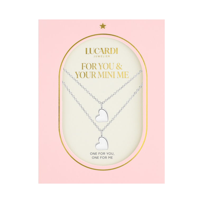 Stainless steel ketting Moeder/Dochter hart/hart