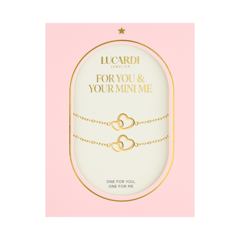 Stainless steel goldplated armbanden Moeder/Dochter hart