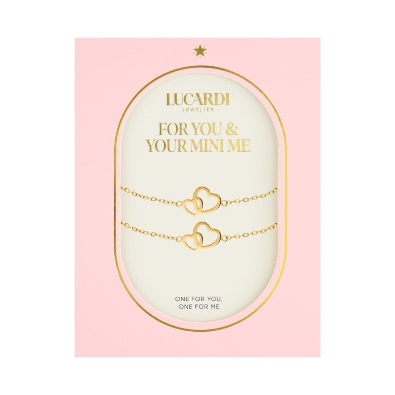 Stalen goldplated armbanden set hart voor dames