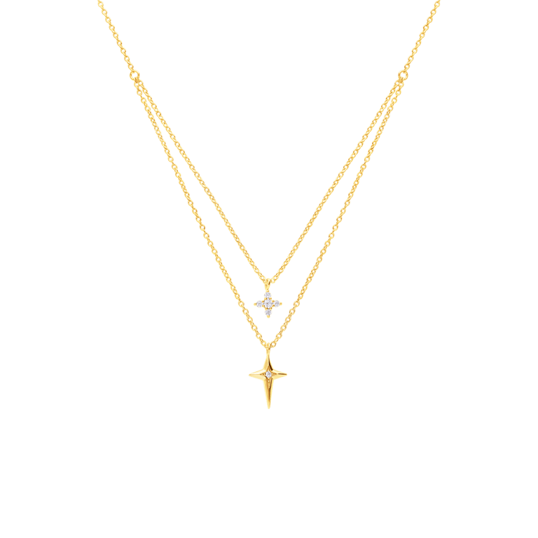 Zilveren goldplated ketting met hanger sterretje met zirkonia voor dames