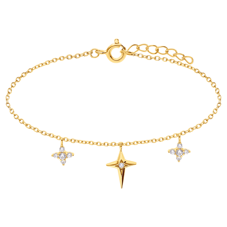 Zilveren goldplated armband met hanger ster met zirkonia voor dames