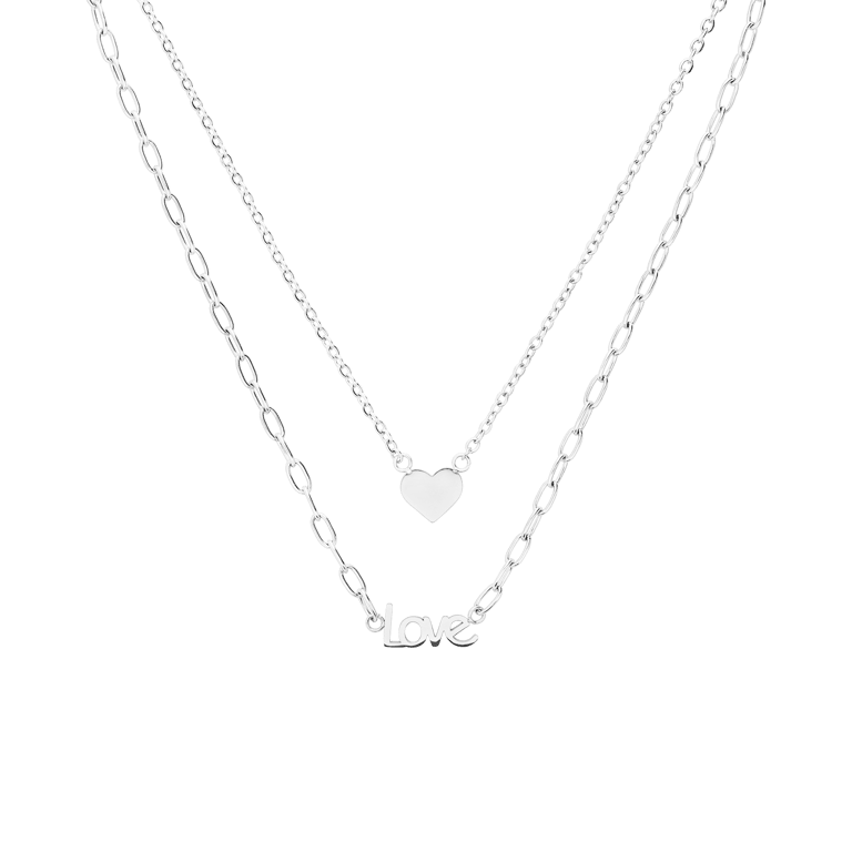 Halskette aus Edelstahl mit einem Herzen und dem Schriftzug „Love”