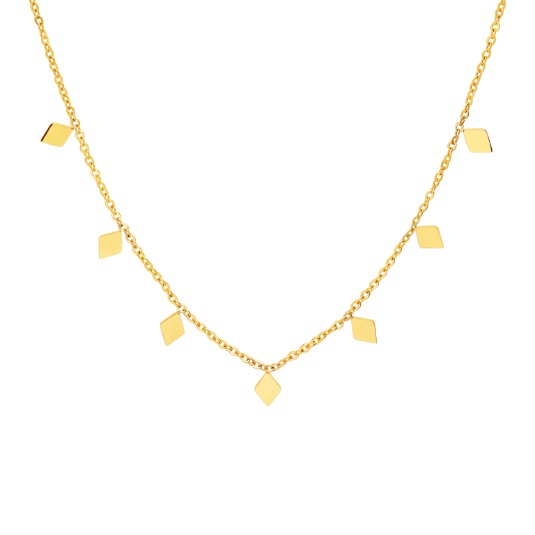 Stainless steel goldplated ketting met hanger ruit voor dames