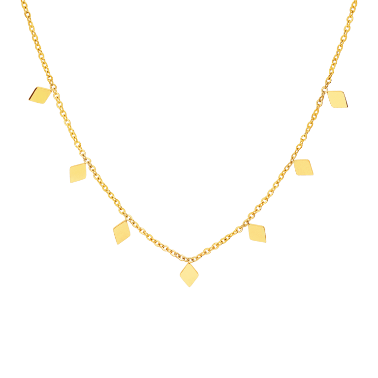 Stalen goldplated ketting met hanger ruit voor dames
