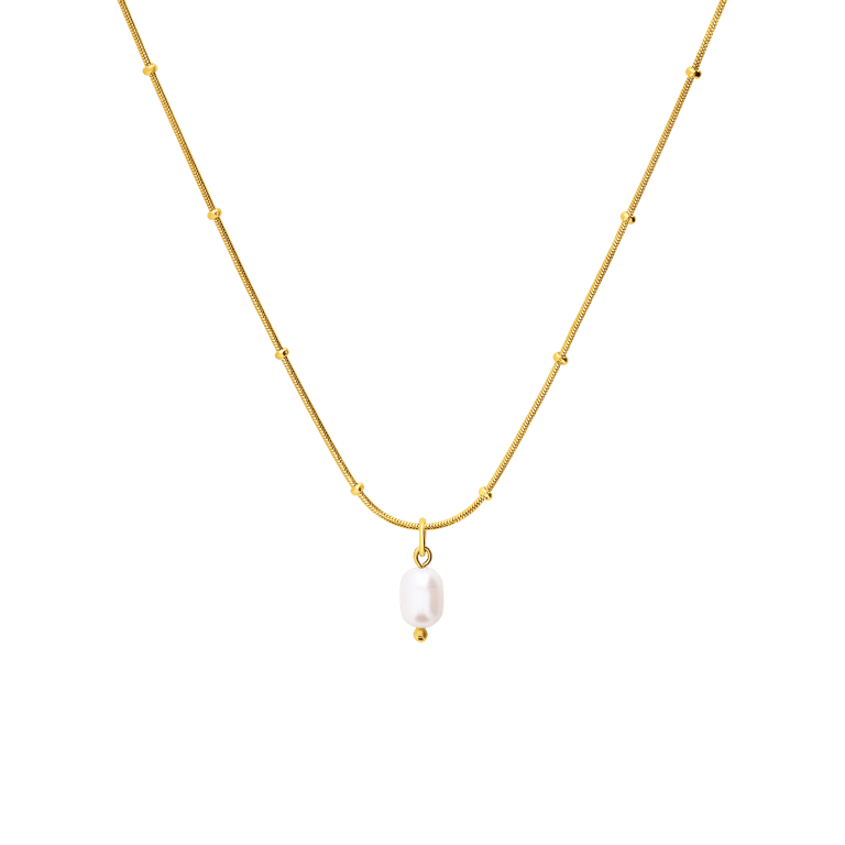 Myla stainless steel goldplated ketting met parel voor dames