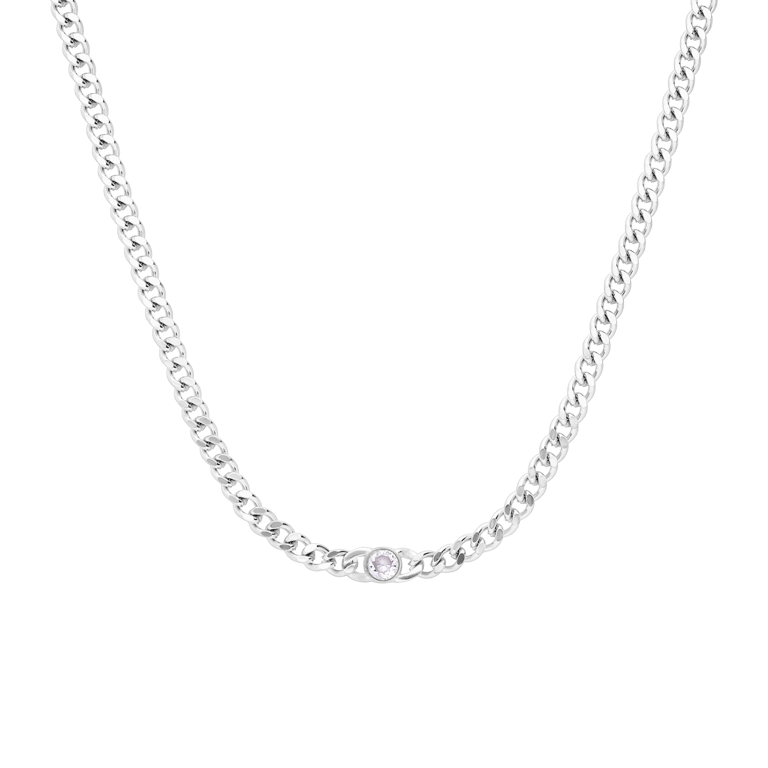 Halskette aus Edelstahl mit Gourmetglied und Zirkonia