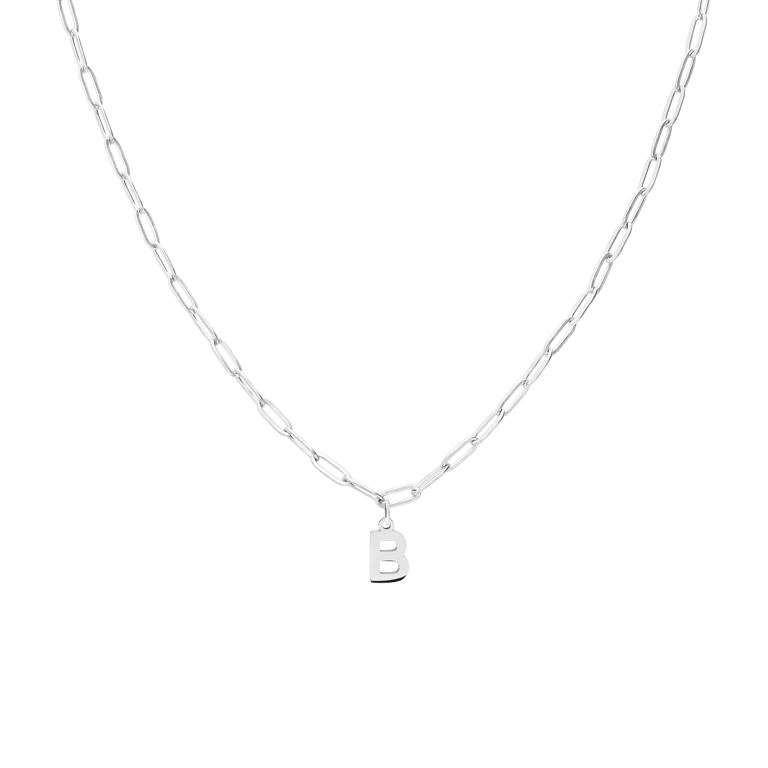 Stainless steel ketting closed forever met letter B