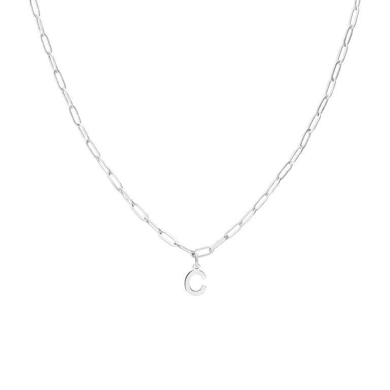 Halskette aus Edelstahl, Closed-Forever-Glied, mit Buchstabe „C“