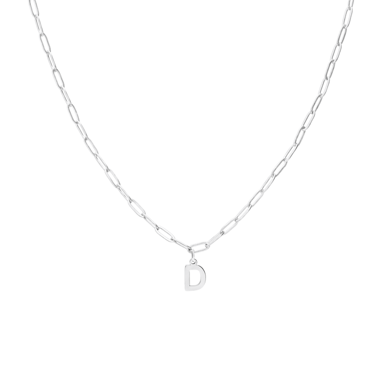 Halskette aus Edelstahl, Closed-Forever-Glied, mit Buchstabe „D“