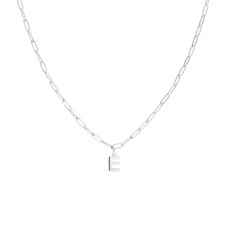 Stainless steel ketting closed forever met letter E
