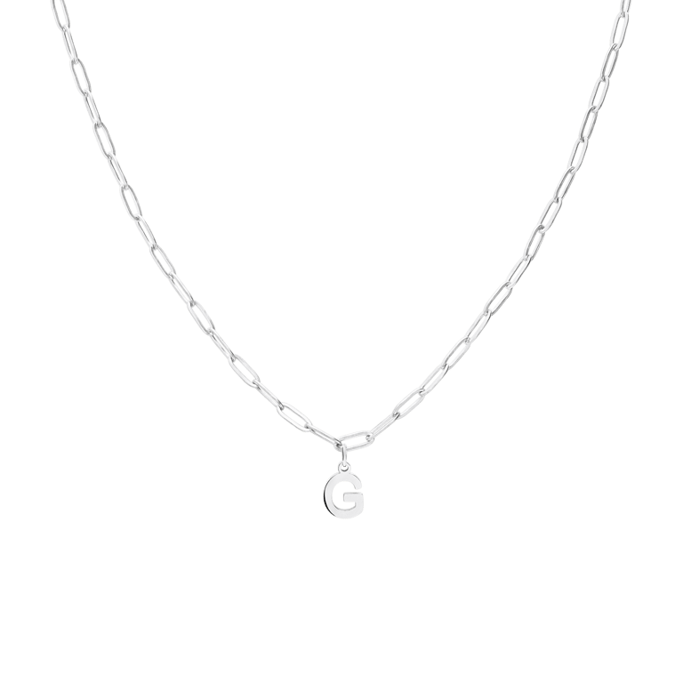 Halskette aus Edelstahl, Closed-Forever-Glied, mit Buchstabe „G“
