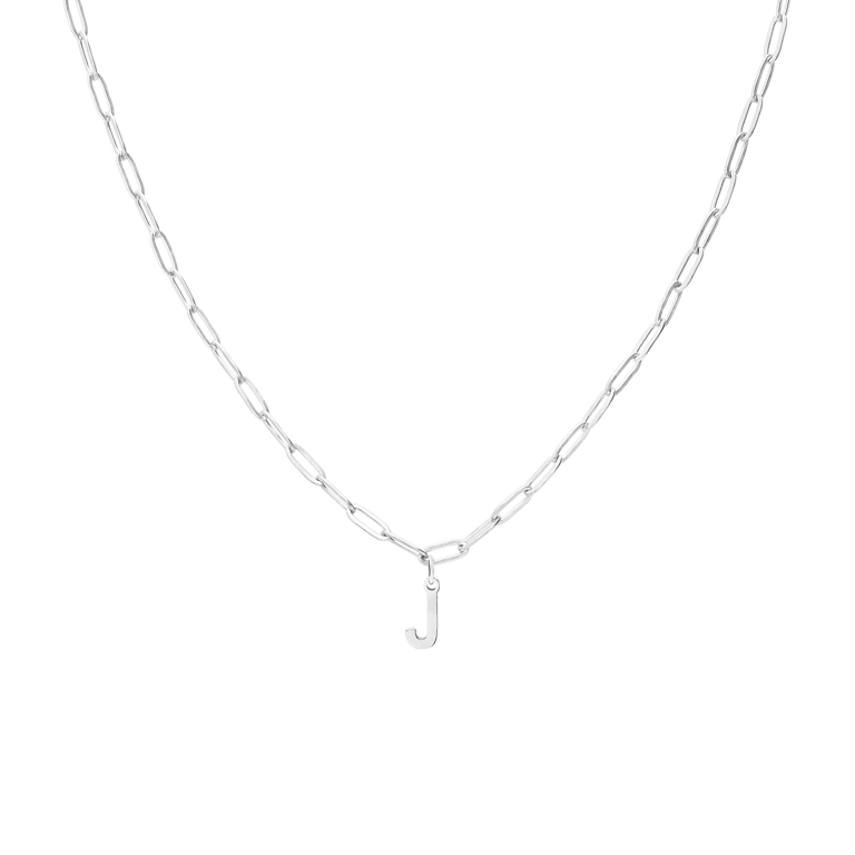 Stainless steel ketting closed forever met letter J