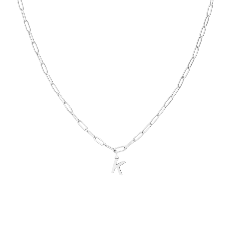 Stainless steel ketting closed forever met letter K