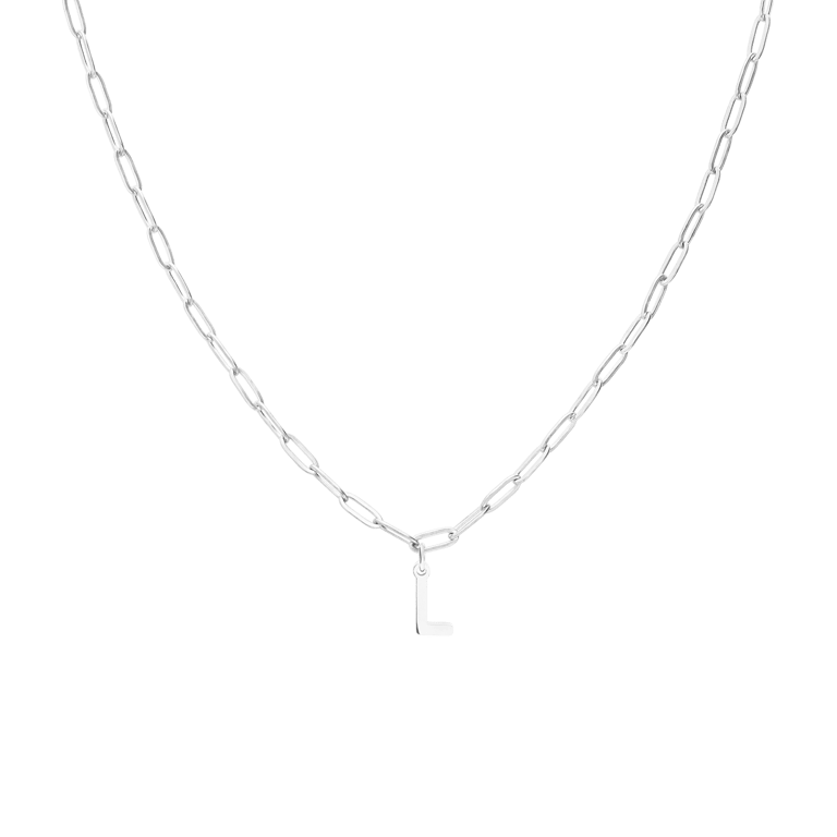 Stainless steel ketting closed forever met letter L