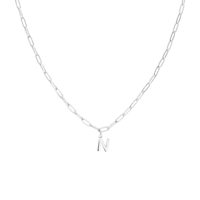 Stainless steel ketting closed forever met letter N