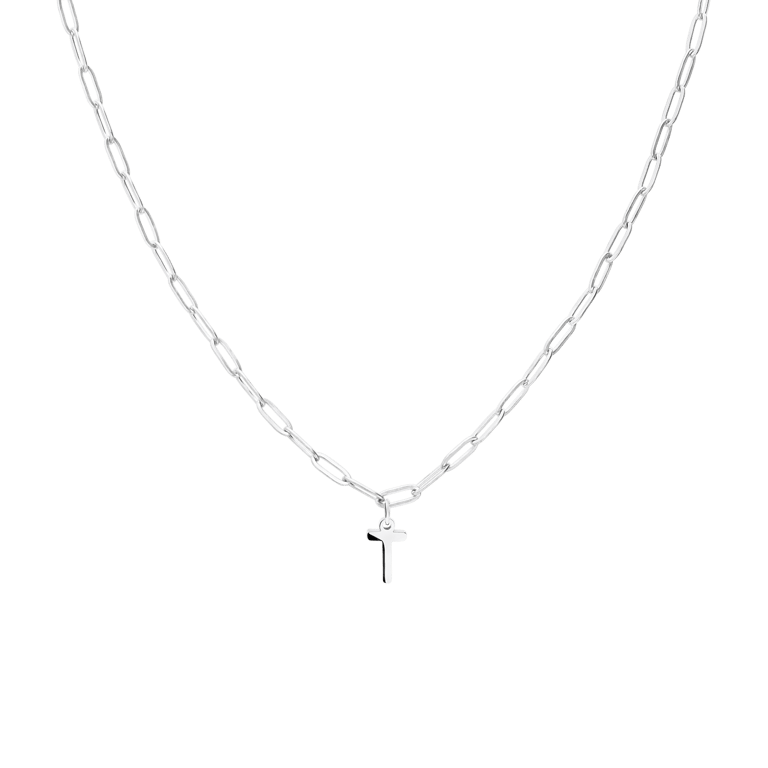 Stainless steel ketting closed forever met letter T