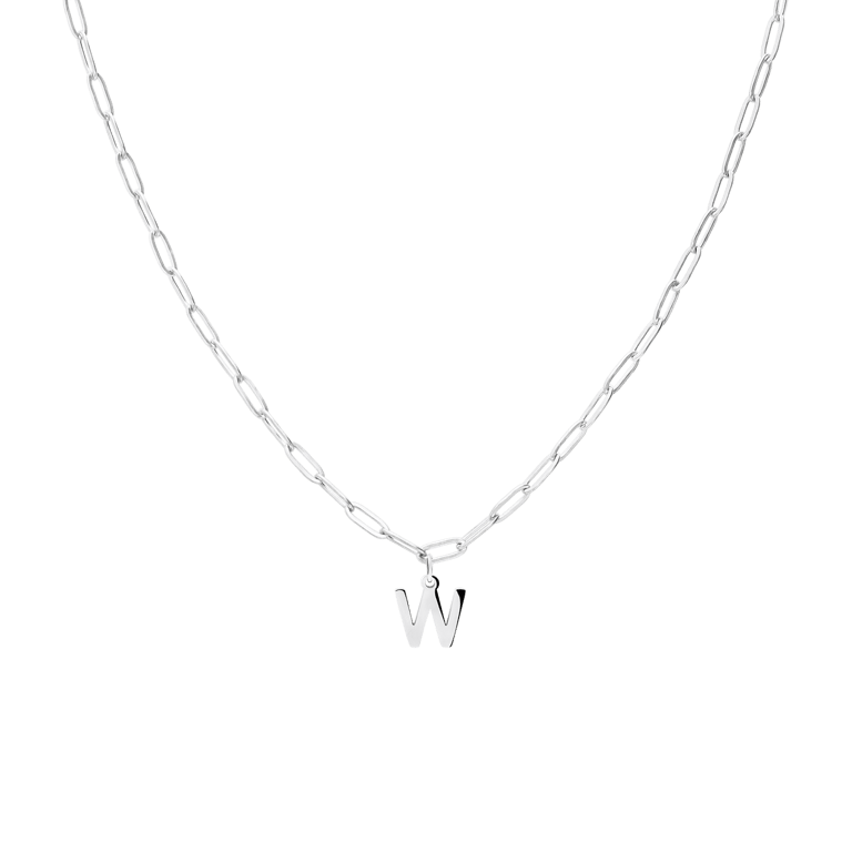Stainless steel ketting closed forever met letter W