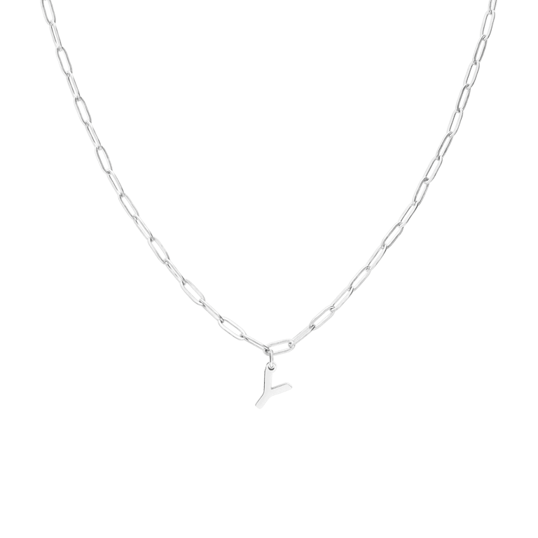 Halskette aus Edelstahl, Closed-Forever-Glied, mit Buchstabe „Y“