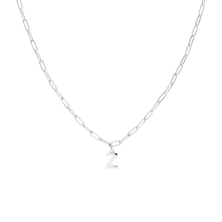 Halskette aus Edelstahl, Closed-Forever-Glied, mit Buchstabe „Z“