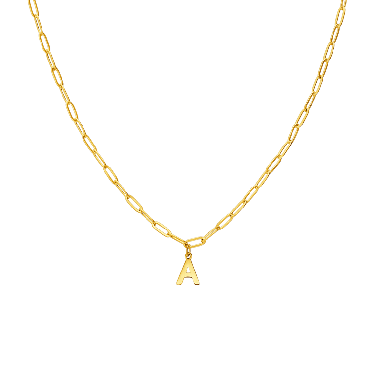 Stainless steel goldplated ketting closed forever letter A
